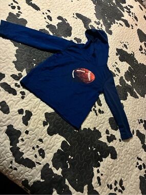 Energy Zone Blue Hooded Long-Sleeve Tee with Football Graphic